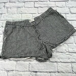 Abercrombie & Fitch Black and White Checkered Linen Blend Shorts XL